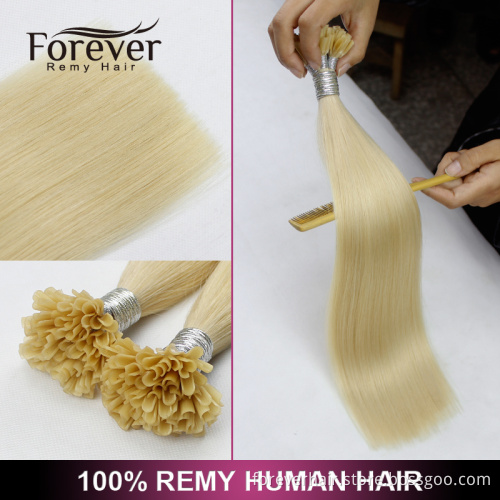 Forever the best 100% remy brazilian Human Hair Wholesale Italian Keratin top quality #613 double drawn cheap u tip hair